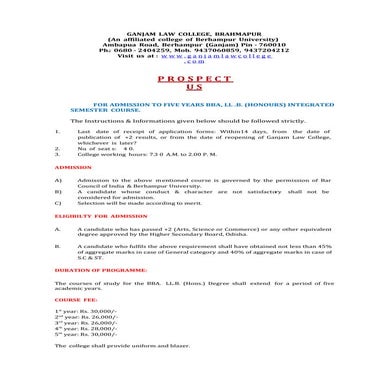 Ganjam law college prospectus | DOC