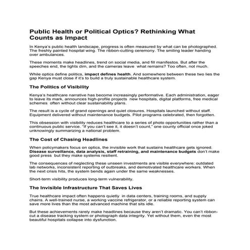 Public Health or Political Optics? Rethinking What Counts as Impact | DOCX