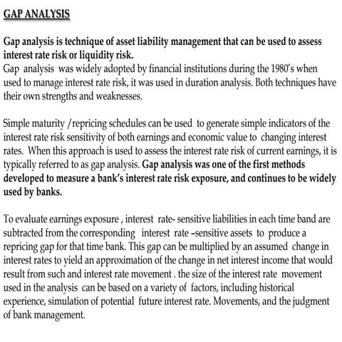 Gap analysis in banks