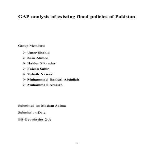 Gap analysis of existing flood policies of pakistan