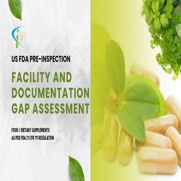US FDA Pre-inspection Facility And Documentation Gap Assessment