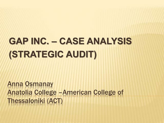 Gap Inc. - Case Analysis (Strategic...