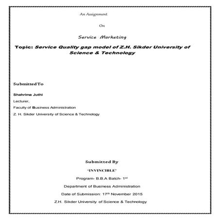 Service quality Gap model of ZHSUST
