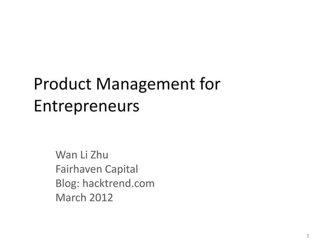 GA - product management for entrepreneurs