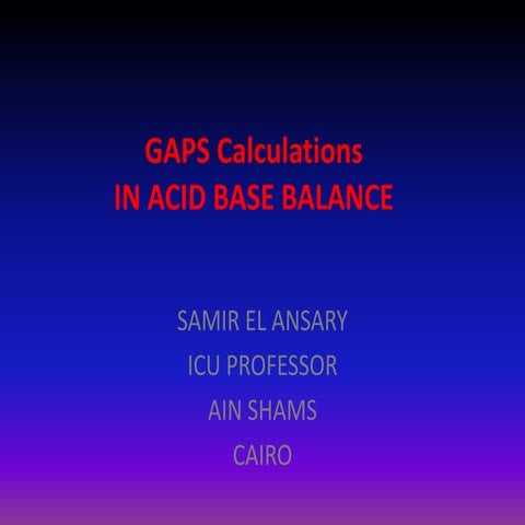 Gaps in acid base balance in icu