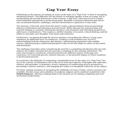 Gap Year Essay