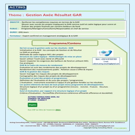 Formation : Gestion Axée Résultat GAR | PDF
