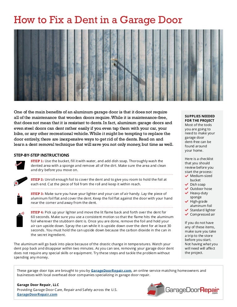 How to Fix a Dent in a Garage Door