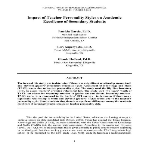 Garcia, patricia impact of teacher personality styles nftej v21 n3 2011