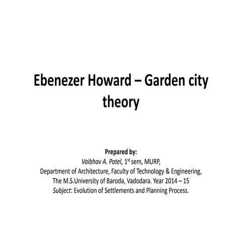 Garden city theory by vaibhav patel