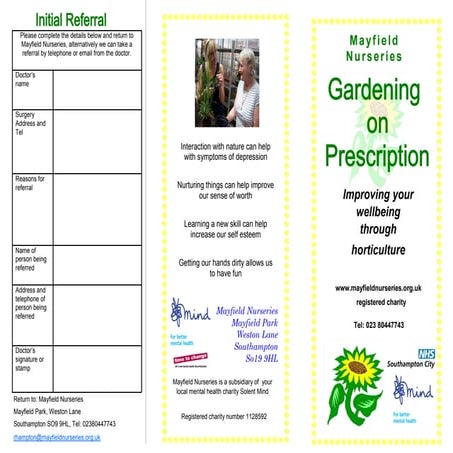 Gardening on Prescription: Improving your Wellbeing through Horticulture