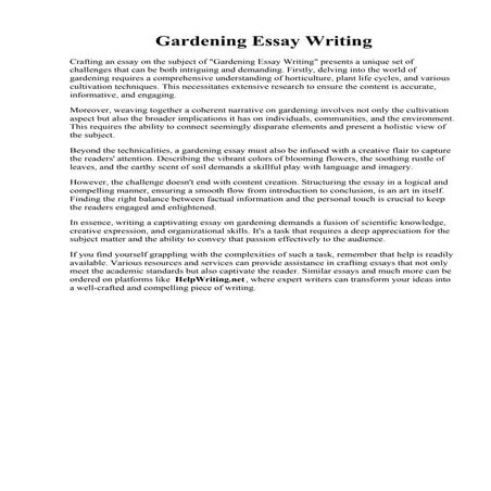 Gardening Essay Writing