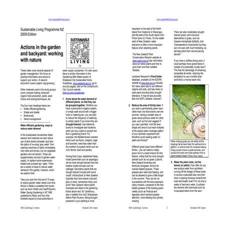 Actions in the Garden and Backyard: Working with Nature - New Zealand