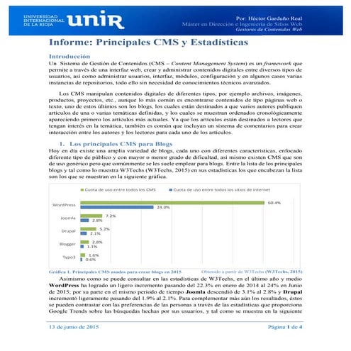 Principales CMS y Estadísticas de uso