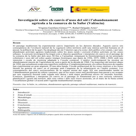 Investigació sobre els canvis d’usos del sòl i l’abandonament agrícola a la c...