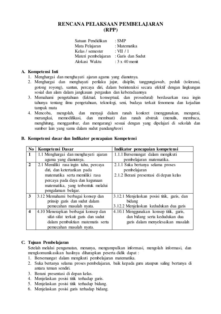 Rpp Matematika Kelas 4 Sd Tentang Sudut - Rismax