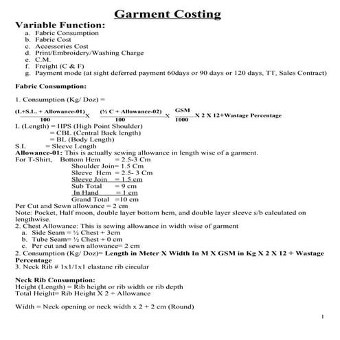 Garment Costing