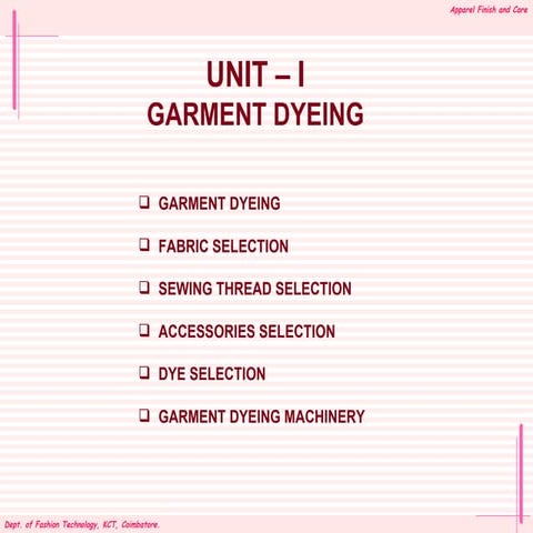 Garment dyeing techniques