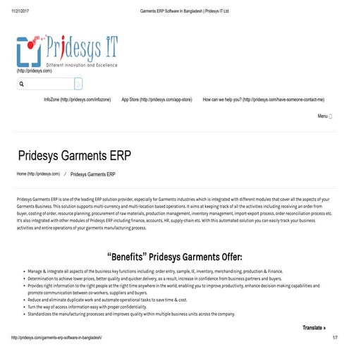 Garments ERP Software In Bangladesh | Pridesys IT Ltd