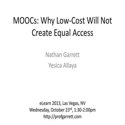 Why the lower cost of Moocs will not lead to improved access