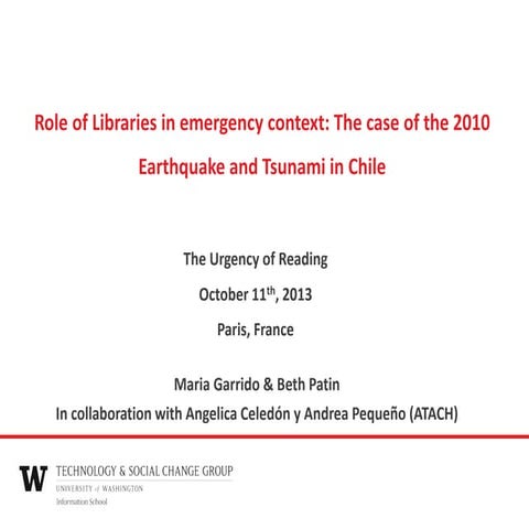 Role of libraries in disasters and emergencies