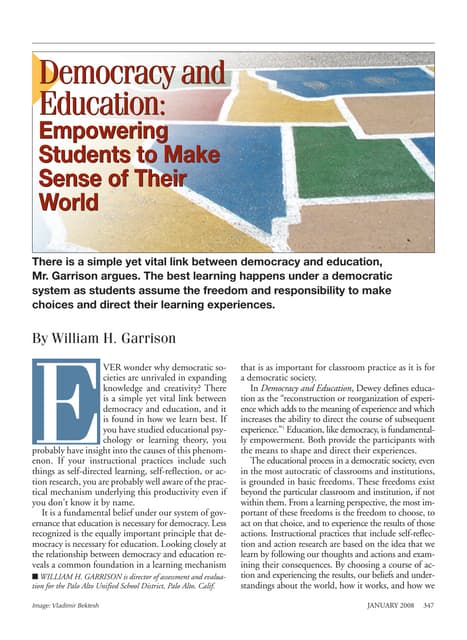 John dewey experience and education - chapter 3 | PDF