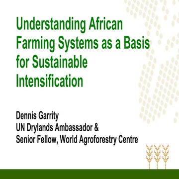 Understanding African Farming Systems as a Basis for Sustainable Intensificat...