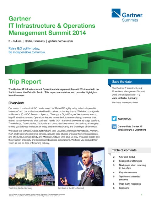 Gartner IT Infrastructure & Operations Management Summit 2014 - Trip Report