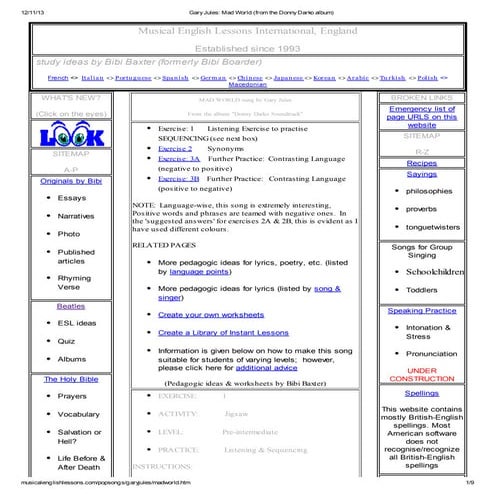 Gary jules  mad world (from the donny darko album)