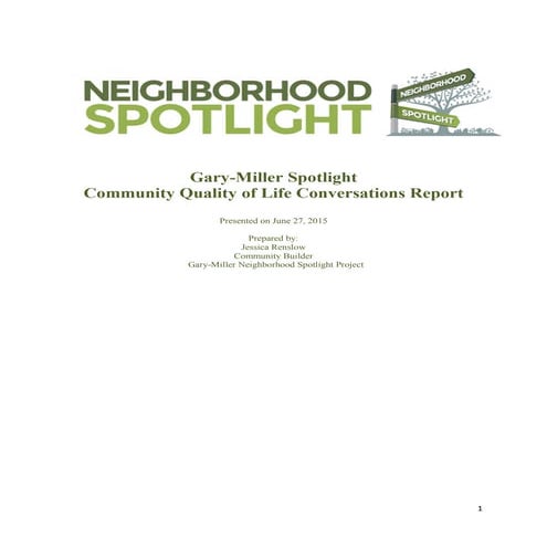 Gary Miller Spotlight Community Quality of Life Conversations Report 6 27_2015