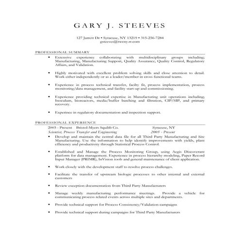 Gary Steeves Resume