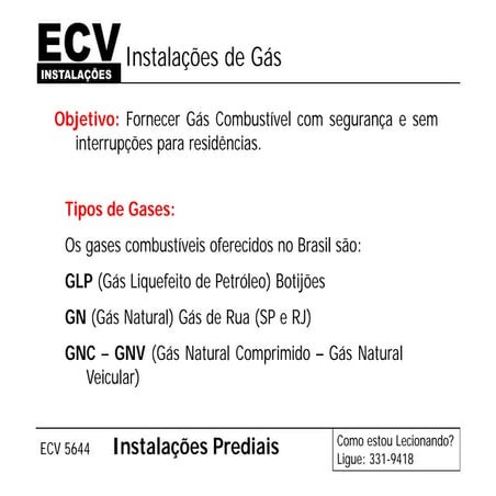 Projeto de elaboração de instalaçoes de gás