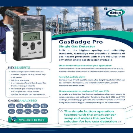 Gas badge pro datasheet