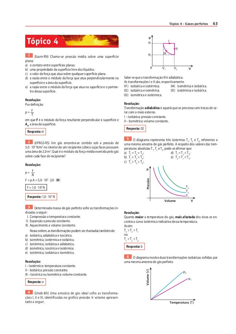 Gases Perfeitos Questoes Resolvidas Termologia
