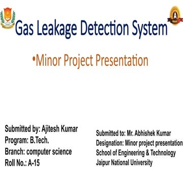 gas leakage detection system with automated regulator | PPTX