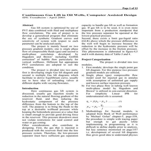 Gas lift cad-model-project report | PDF