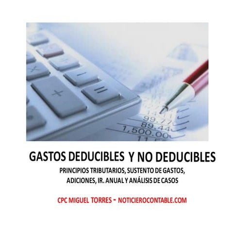 Gastos Deducibles para el Impuesto a la Renta | PDF