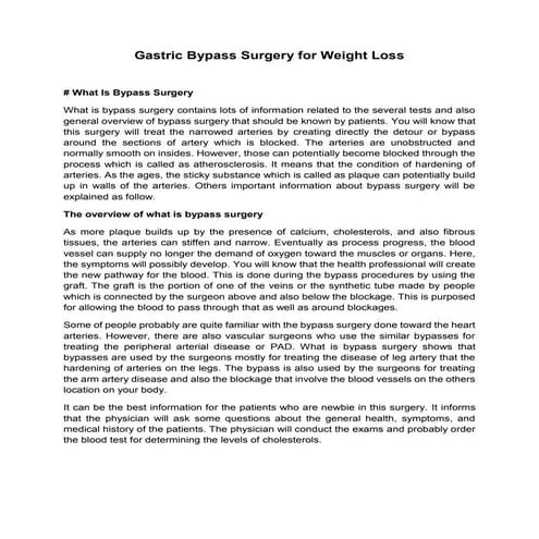 Gastric bypass surgery for weight loss | PDF