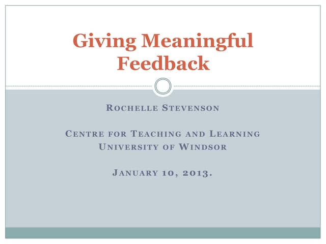 GATA Winter Academy: Giving Meaningful Feedback workshop, presented by Rochelle Stevenson