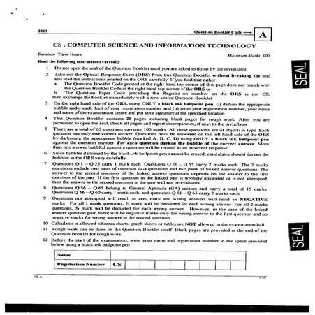 Gate cse 2013 questions