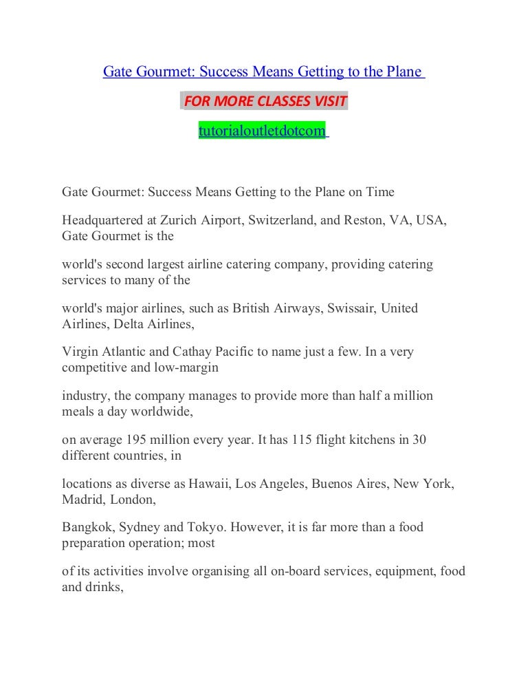 Gate gourmet success means getting to the plane/tutorialoutlet