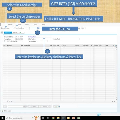 Gate Intry Process (103) report and sap process | PPTX
