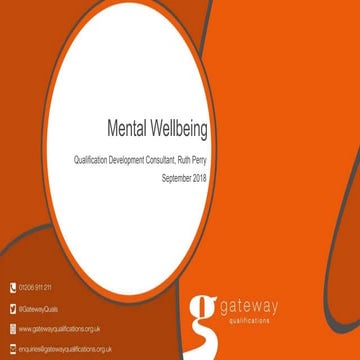 Gateway qualifications - Entry Level 3 and Level 1 Award in Mental Wellbeing