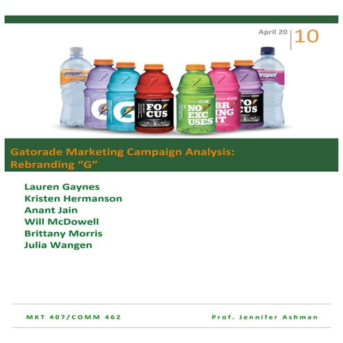 Gatorade Marketing Campaign Analysis: Rebranding G