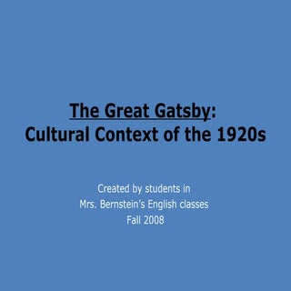 The Great Gatsby: Cultural Context ...