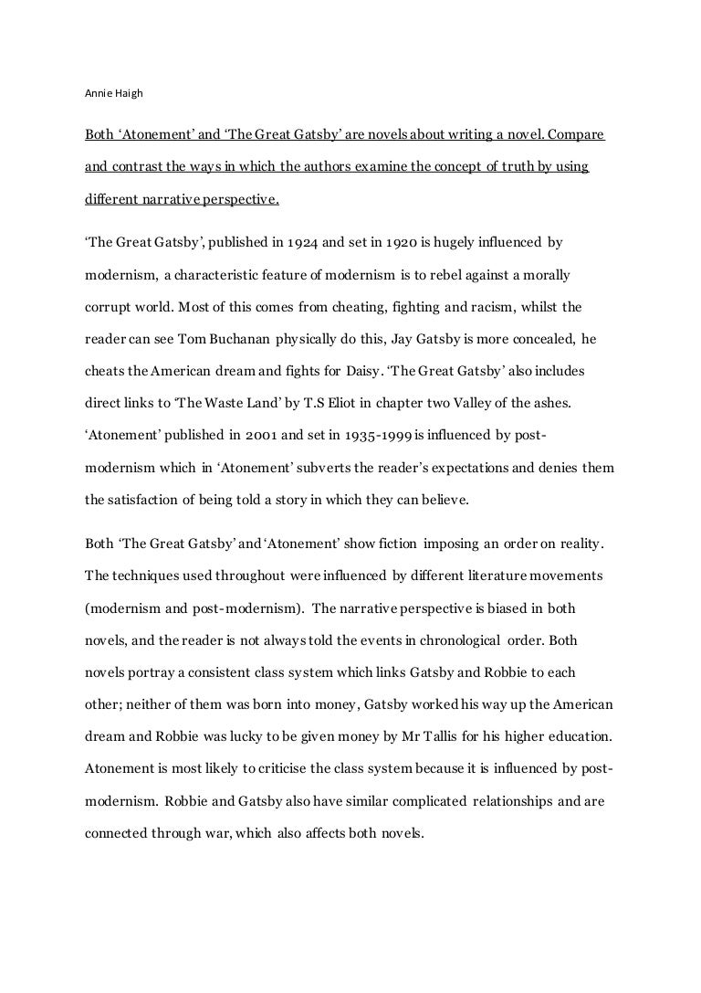 English Essays Book Population Essay In English also Essay Writing Topics For High School Students Gatsby And Atonement Examples Of A Thesis Statement In An Essay