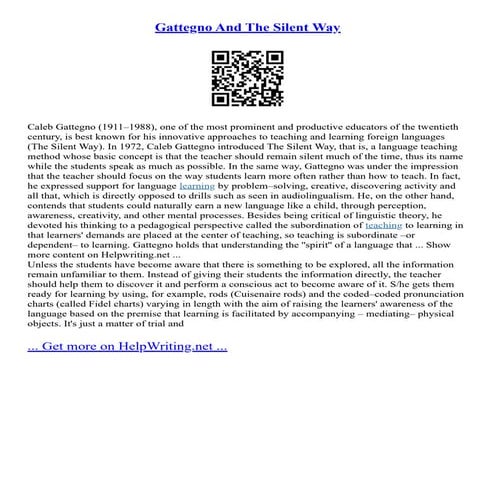 Gattegno And The Silent Way