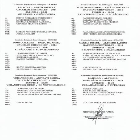 Gauchão 2014   escala de arbitragem 4ª rodada