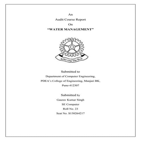 WATER MANAGEMENT audit course report