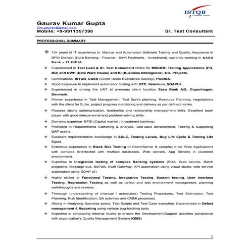 Gaurav k gupta sr.test consultant